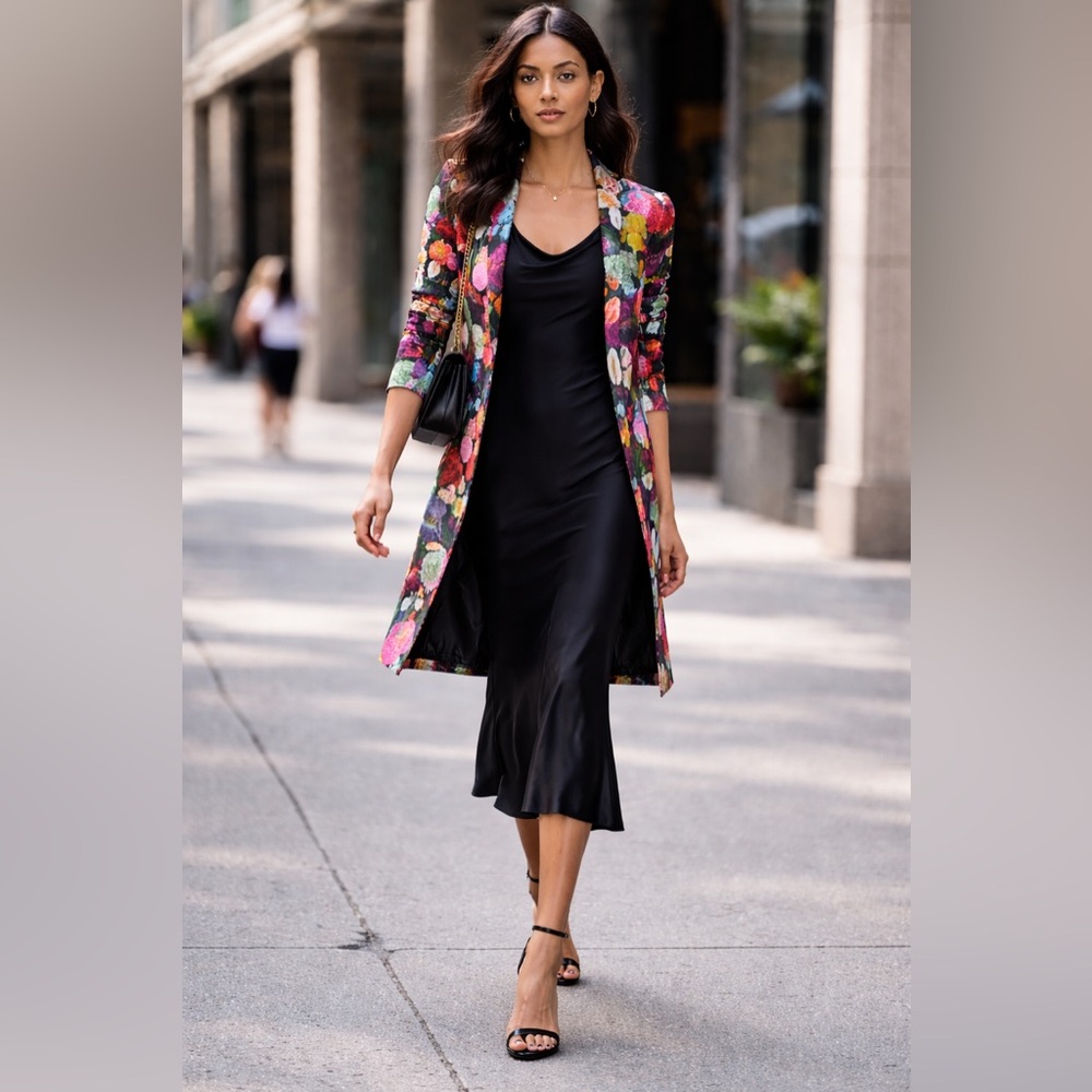 Dress or Trench coat? Alice + Olivia Latoya Floral Botanical Blazer Dress 10 - Picture 6 of 15